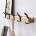 Wall-Mounted Coat Rack with 5 Movable Hooks, Nordic Rail for Coats, Hats and Towels, Black