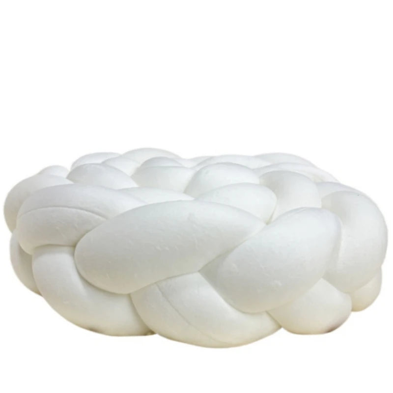 Knot Pillow, Soft Knotted Decorative Cushion for Sofa, Bed and Reading Nook, 1 m Braid, White, Camel, Grey and White or Camel and White
