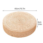 Woven Straw Floor Cushion, 40 cm Round Handmade Seat Pad for Floor, Bench and Meditation