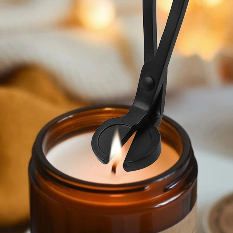 Candle Care Kit with Tray, 4-Piece Wick Trimmer, Snuffer and Dipper Set, Gold, Silver, Black or Rose Gold