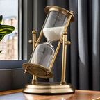Rotating Metal Hourglass, Decorative Sand Timer with Crown Frame for Desk and Shelf, 15 or 60 Minutes