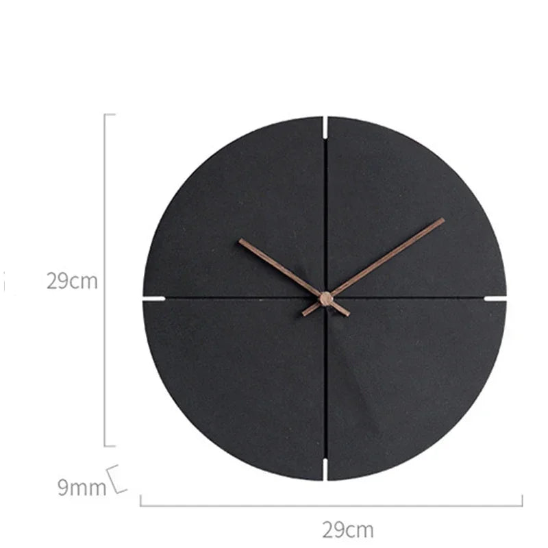 Black Wooden Wall Clock, Silent Minimalist Clock for Living Room, Kitchen and Bedroom