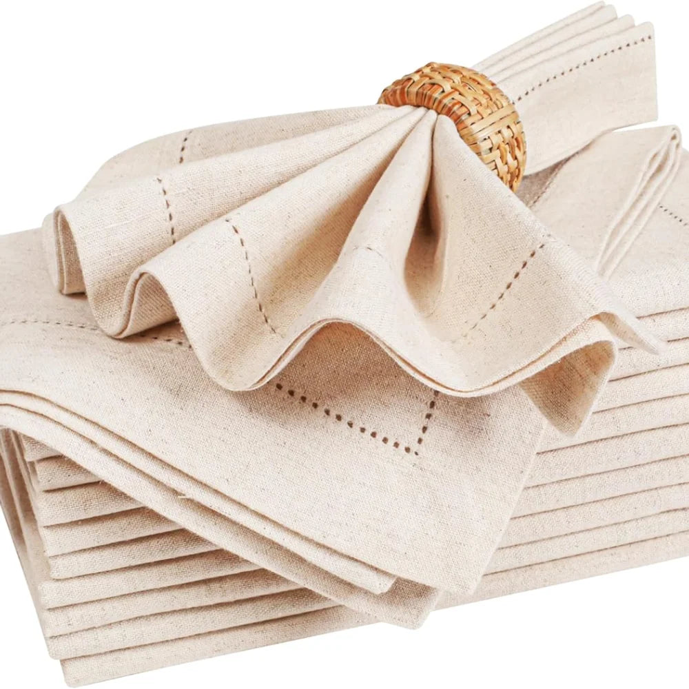 Hemstitched Linen Napkins Set of 6, product photo 2