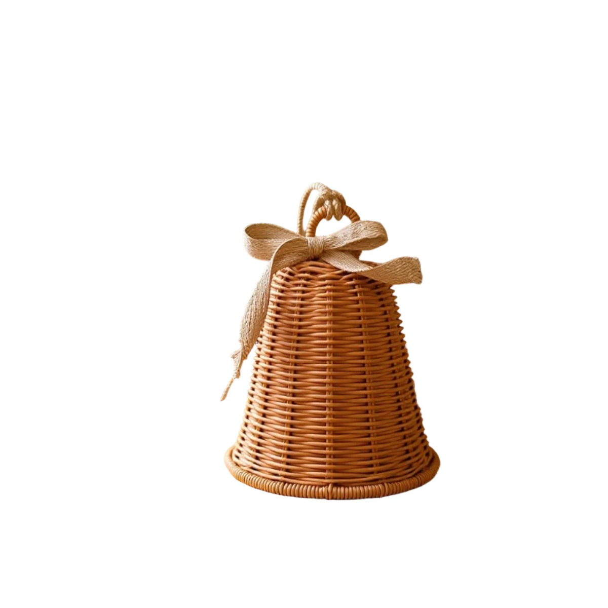 Woven Rattan-Look Christmas Bell, Hanging Ornament for Door, Wall and Christmas Tree, Small or Large