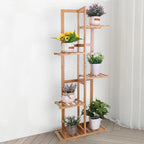 Bamboo Corner Plant Stand, Tall Tiered Plant Shelf for Indoor Plants and Flower Pots, 5 or 6 Tiers