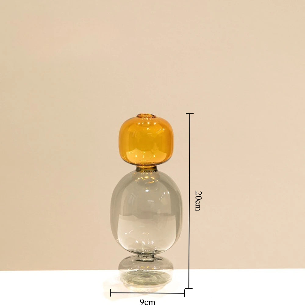 Double-Layer Colored Glass Vase, Minimalist Bud Vase for Flowers and Hydroponic Plants, Three Styles