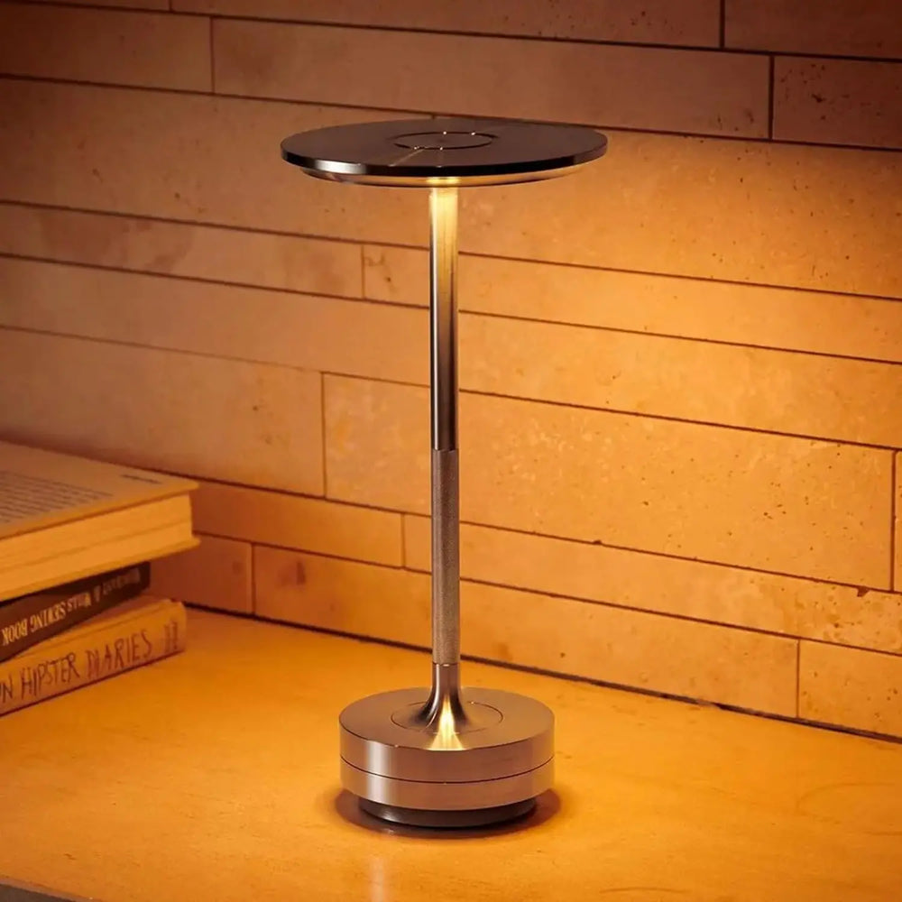 Cordless Aluminum Table Lamp, Rechargeable Touch Dimming Light for Restaurants, Cafés, Bedside and Bulk Wholesale Orders, Silver