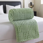 Waffle Texture Throw Blanket, Soft Cozy Nap Blanket for Sofa, Bed and Travel, 100 x 150 cm, Beige, Taupe, Sage Green or Blue Grey