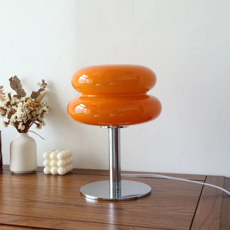 Macaron Glass Table Lamp, USB Warm-to-Cool Night Light for Bedrooms, Restaurants and Cafés, Bulk Orders, Orange, White or Cream