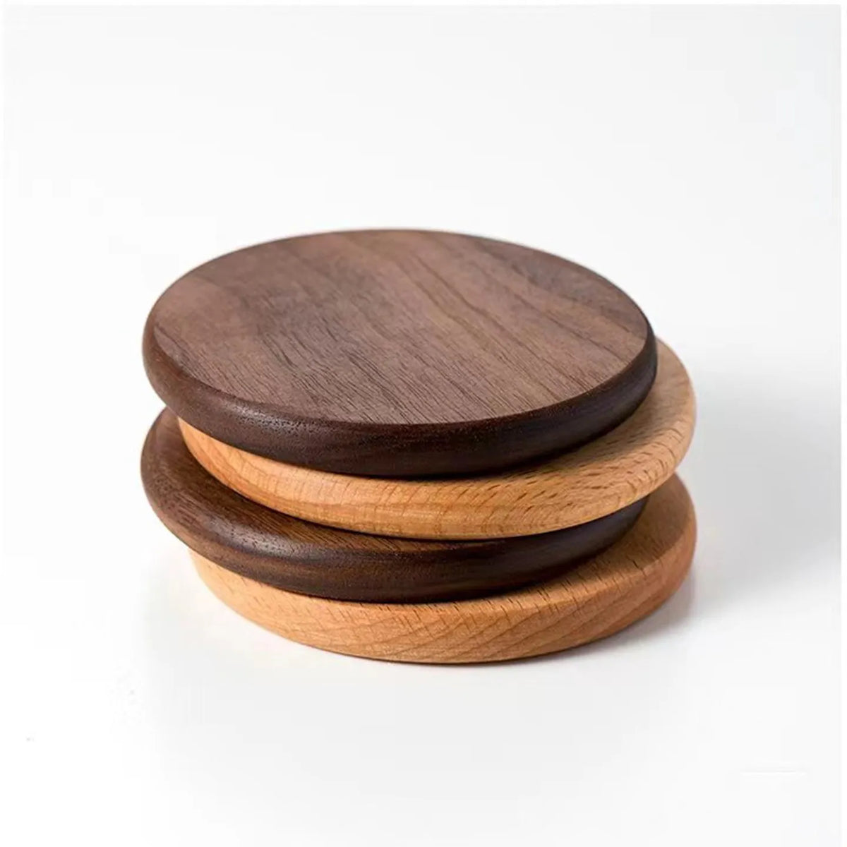 Walnut and Beech Wood Coasters Set of 2, product photo