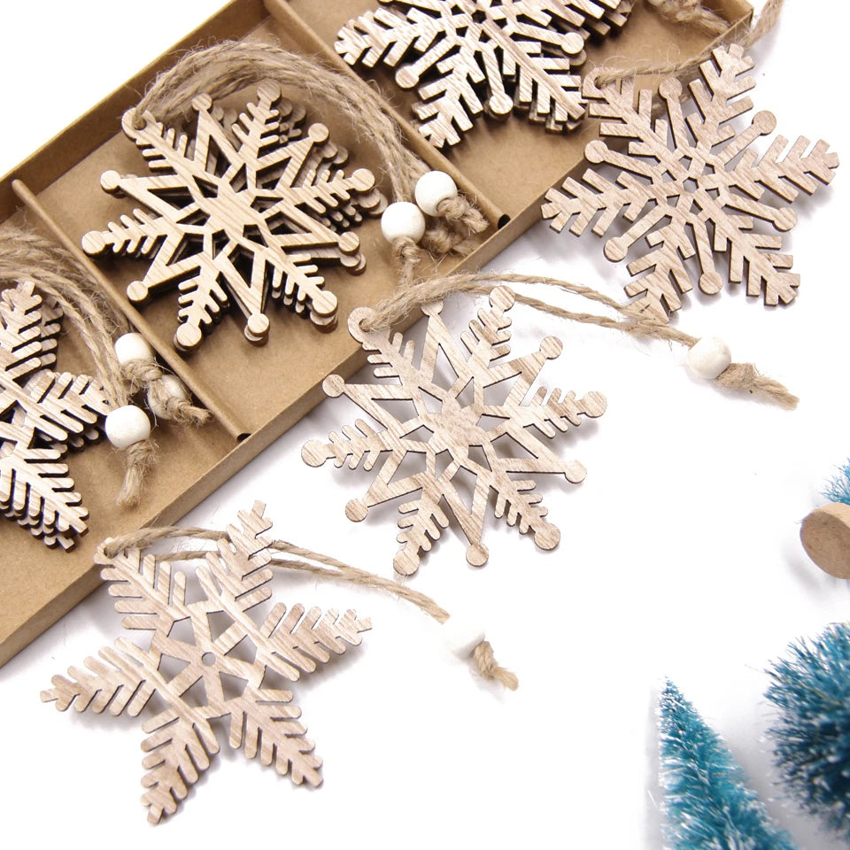 Hollow-Cut Snowflake Ornaments Set of 12, Christmas Tree Decorations in a Gift Box, Four Designs