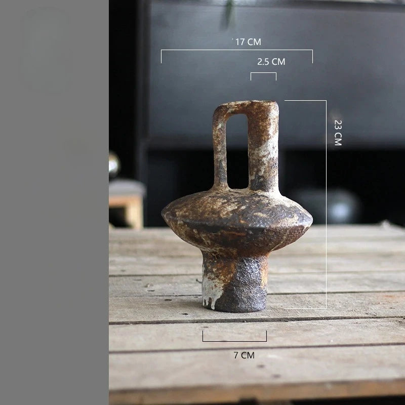 Rustic Ceramic Vase, Rough Pottery Vase for Dried Flowers, Shelf and Mantel, Wide or Tall