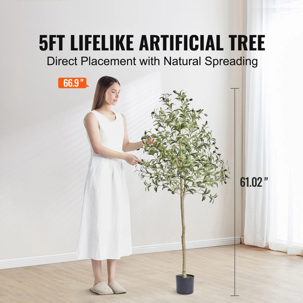 Artificial Olive Tree, Tall Faux Olive Plant in Pot for Living Room, Entryway and Office, 150 or 180 cm