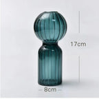 Striped Colored Glass Vase, Retro Bud Vase for Flowers and Hydroponic Plants, Teal, Smoke Grey, Pink or Amber