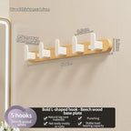 Wall-Mounted Coat Rack with 5 Hooks, Hook Rail for Entryway, Bathroom and Bedroom, Beech with White Hooks or Walnut with Black Hooks