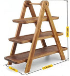 Three-Tier Wooden Serving Tray, Tiered Stand for Cakes, Snacks and Party Tables