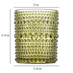 Glass Tealight Holder, Windproof Candle Cup for Dining Table and Windowsill, Amber or Green