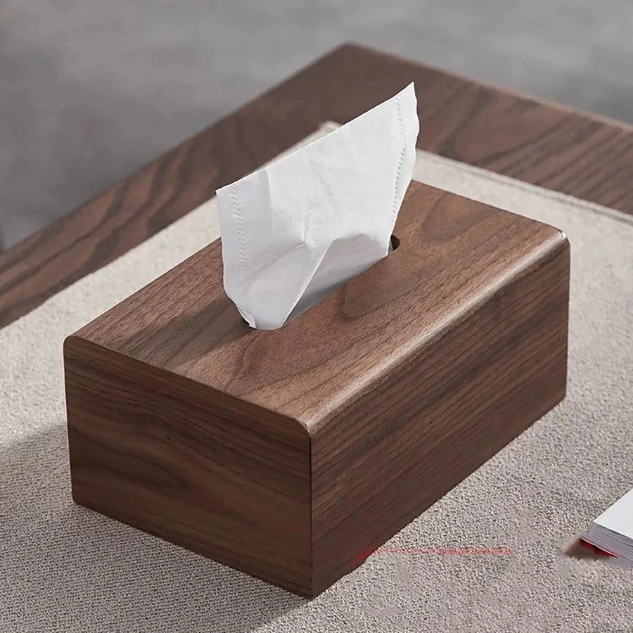 Walnut Wood Tissue Box, product photo 1