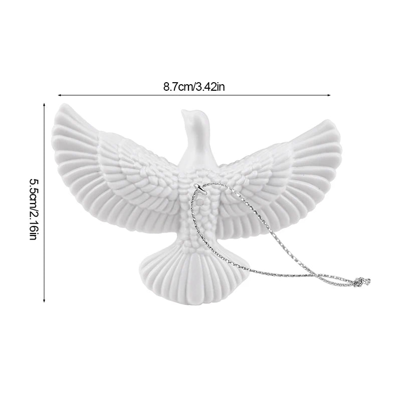 White Dove Christmas Ornaments Set of 2, Bird Tree Decorations for Christmas Tree and Wreaths