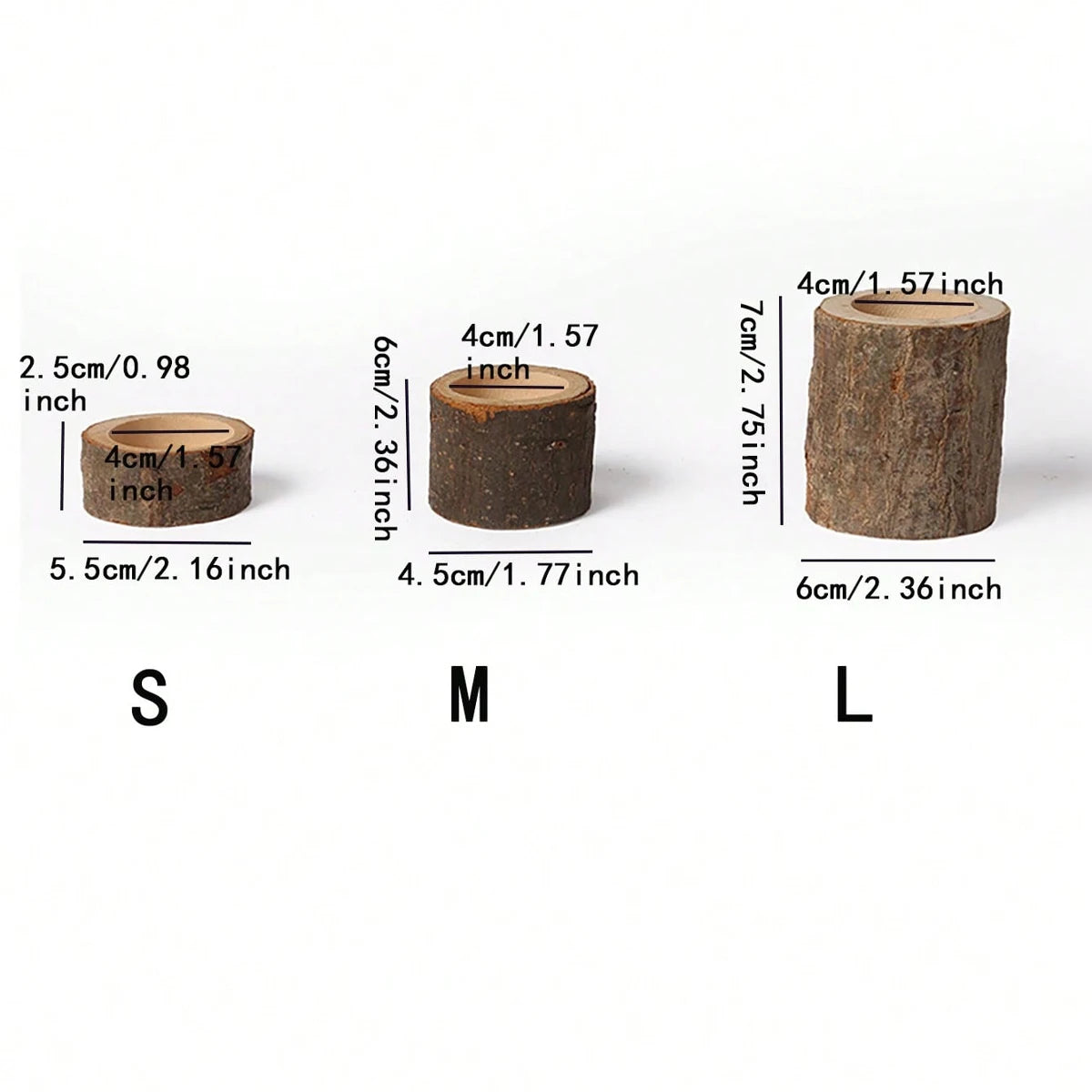 Tree Stump Tealight Holders Set of 3, product photo 2