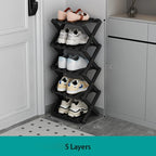 Foldable Wooden Shoe Rack, Installation-Free Shoe Shelf for Entryway, Closet and Hallway, Natural or Black, 4 or 5 Tiers