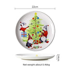 Christmas Ceramic Dinner Plates, Underglaze Holiday Plates for Christmas Dinner and Desserts, Four Designs
