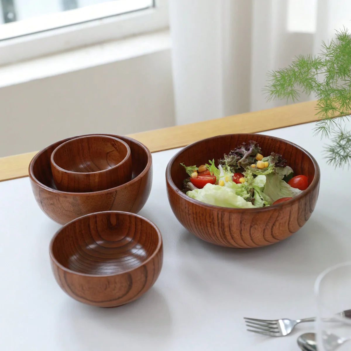 Stackable Solid Wood Bowl, product photo 4