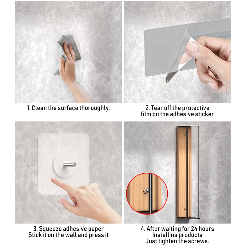 Wall-Mounted Rolled Towel Rack, Decorative Bathroom Towel Storage, No Drilling Needed, 40 or 50 cm