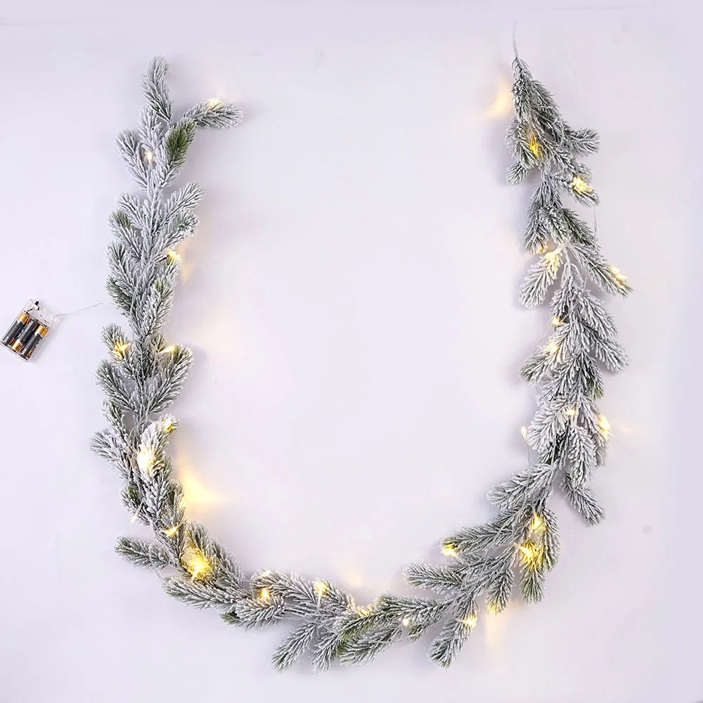 Frosted Christmas Garland, Snowy Pine Garland for Mantel, Staircase and Doorway, With or Without LED Lights