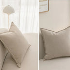 Chenille Throw Pillow Cover, Thick Soft Cushion Case with Flange Edge for Sofa and Bed, Cream, Beige, Olive Green or Caramel