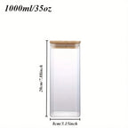 Glass Food Storage Jars with Wood-Tone Lids, Square Kitchen Canisters for Pasta, Grains and Snacks, Set of 2 or 4