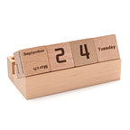 Wooden Perpetual Calendar, Flip Block Desk Calendar for Month and Date