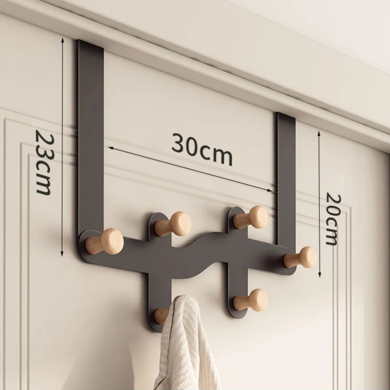 Wooden Over-the-Door Hooks, Door Hanger for Coats, Hats, Bags and Towels, Black or White, 6 or 8 Hooks