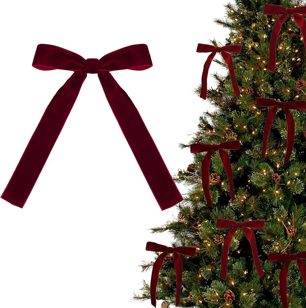 Burgundy Christmas Bows Set of 12, Tree Bows for Wreaths, Garlands and Gift Wrapping