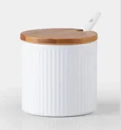 Pastel Ceramic Seasoning Jars, Macaron-Color Salt and Spice Containers with Lids, White, Grey, Mint or Pink