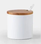 Pastel Ceramic Seasoning Jars, Macaron-Color Salt and Spice Containers with Lids, White, Grey, Mint or Pink