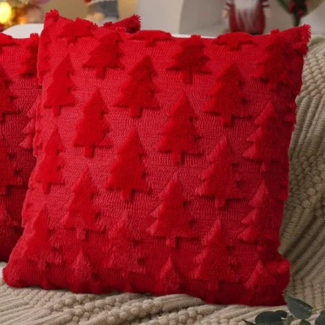 Knitted Christmas Tree Pillow Cover, Holiday Throw Pillow Case for Sofa and Bed, Green, Red or White