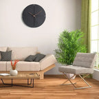 Black Wooden Wall Clock, Silent Minimalist Clock for Living Room, Kitchen and Bedroom