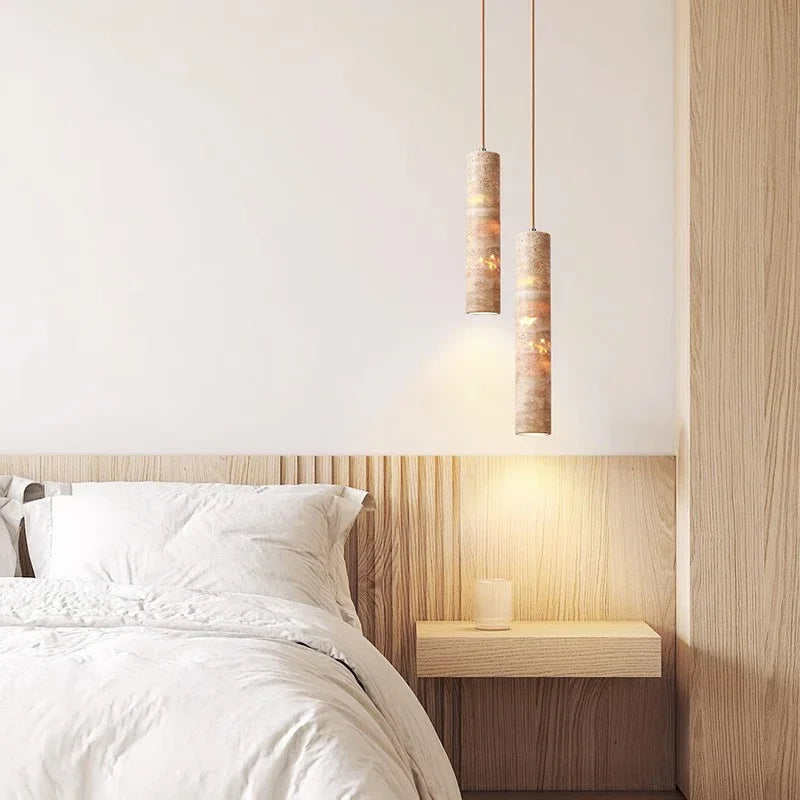 Travertine Tube Pendant Light, product photo 2