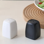 Black and White Ceramic Salt and Pepper Shakers, Minimalist Porcelain Seasoning Set