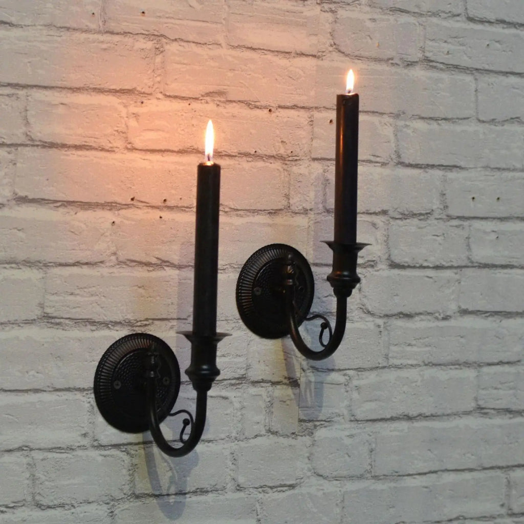 Wall Candle Sconces Set of 2, Metal Taper Candle Holders for Wall, Dining Room and Hallway, Black