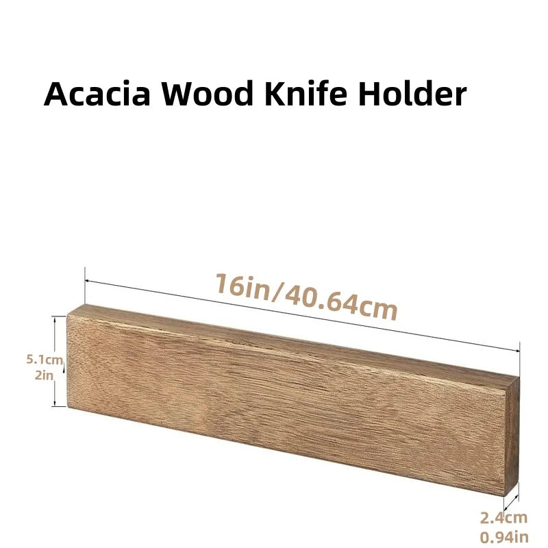Magnetic Knife Strip, 40 cm Acacia Wood Wall-Mounted Knife Holder for Kitchen