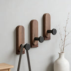 Walnut Wood Wall Hooks Set of 2, product photo 2
