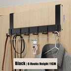 Over-the-Door Hooks with 6 Hooks, Metal Door Hanger for Coats, Towels and Bags, White or Black