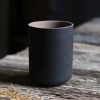 Kiln-Glazed Ceramic Cup, 200 ml Japanese-Style Coffee and Tea Cup, Blue and White, Black or Dark Blue