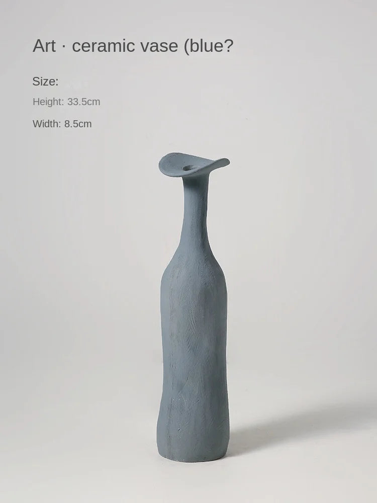 Small Ceramic Vase in Muted Tones, Nordic Bud Vase for Dried Flowers and Shelf Decor, Mustard, Plum, Grey Blue or White