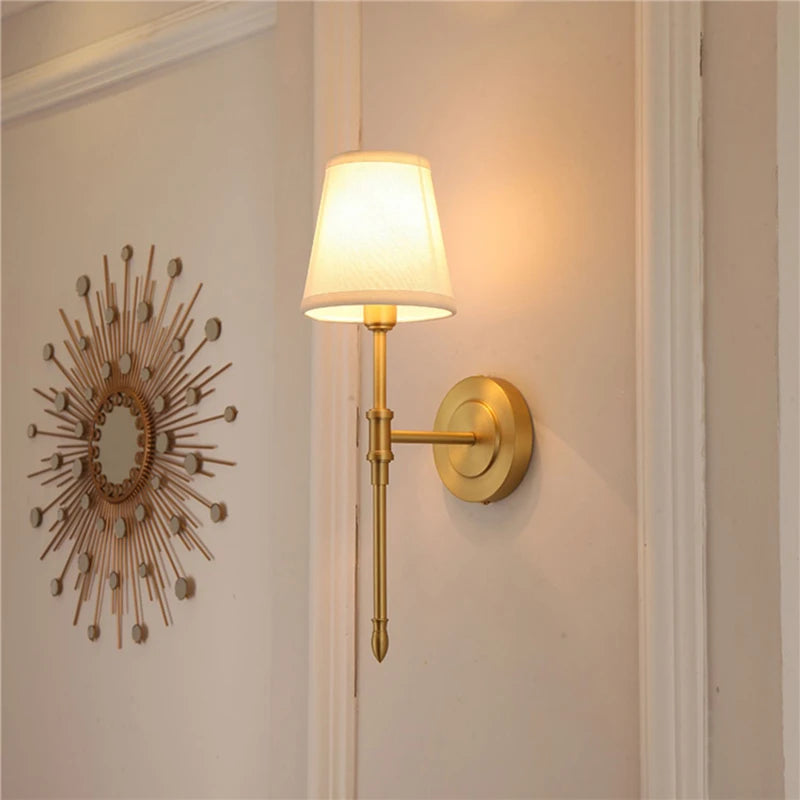 Brass Wall Sconce with Linen Shade, product photo 5