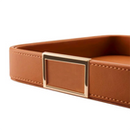 Faux Leather Catchall Tray, Entryway and Desk Organizer for Keys, Jewelry, Watches and Coins, Brown