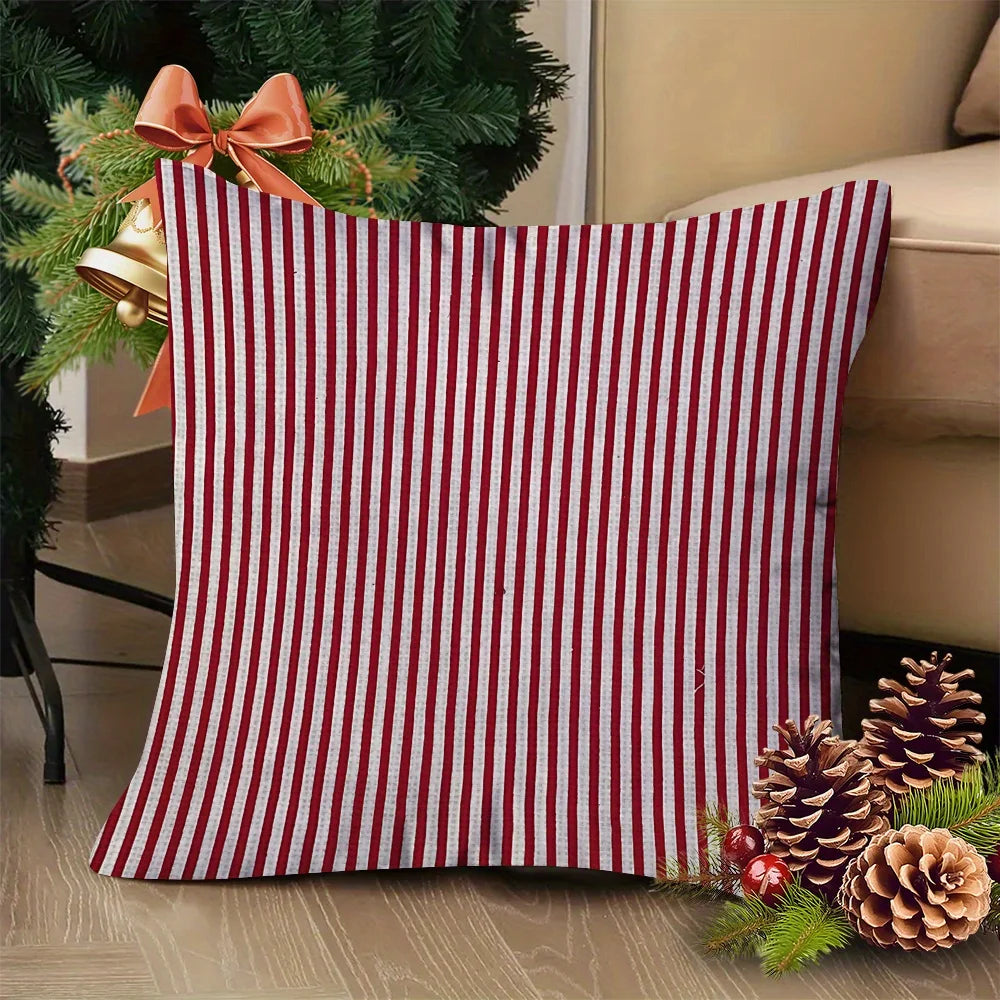 Red and White Christmas Pillow Cover, Buffalo Check, Gingham, Stripe or Solid Red Throw Pillow Case for Sofa and Bed