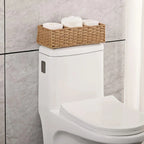Paper Rope Storage Box, Woven Toilet Tank Top Basket for Tissues, Cosmetics and Toiletries, Natural